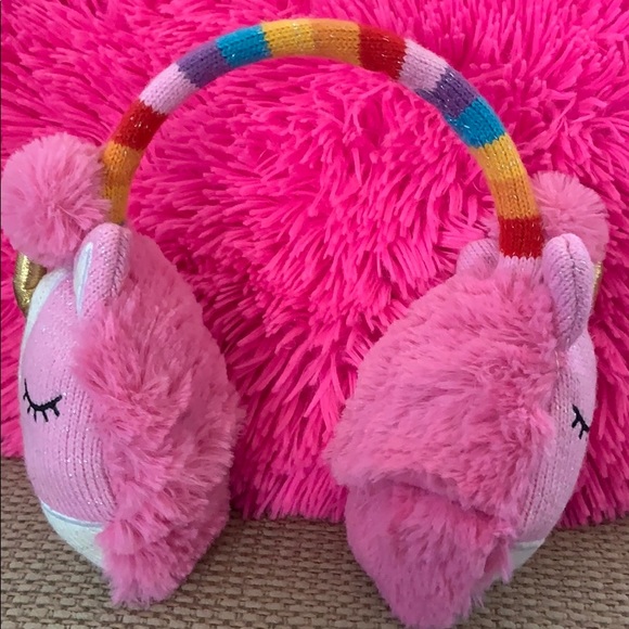 🌸Plush Ear Muffs🌸 - Rainbow Unicorn - Picture 3 of 4